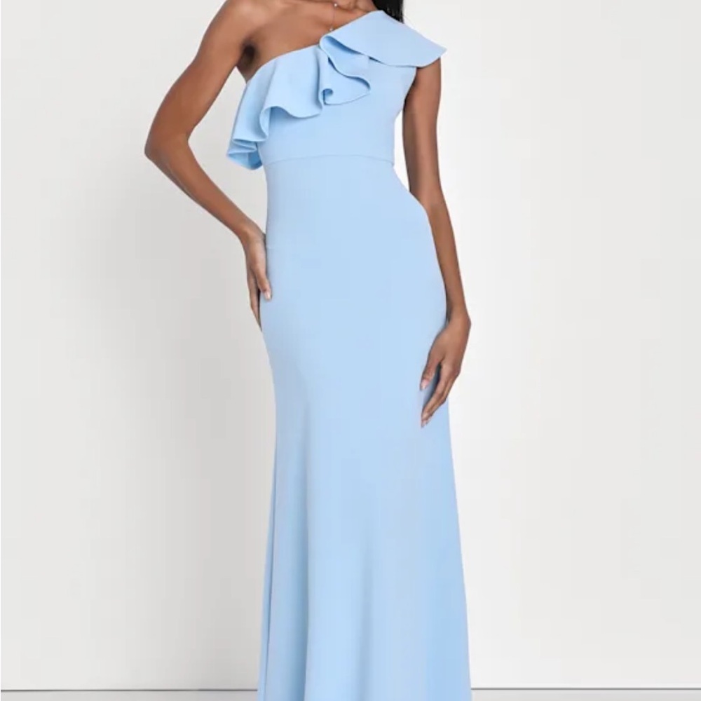 Lulu's One-Shoulder Light Blue Dress